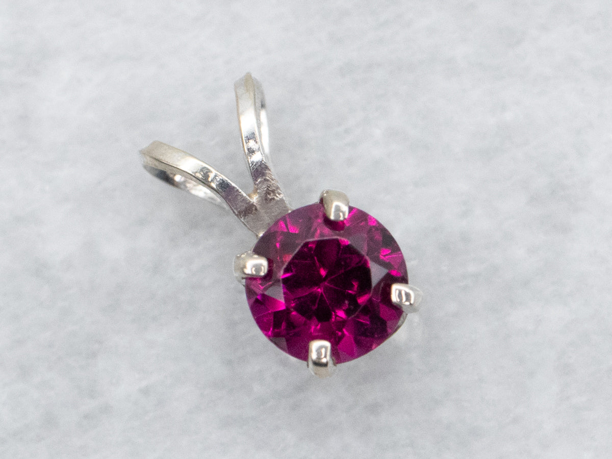 Rhodolite Garnet Solitaire Pendant