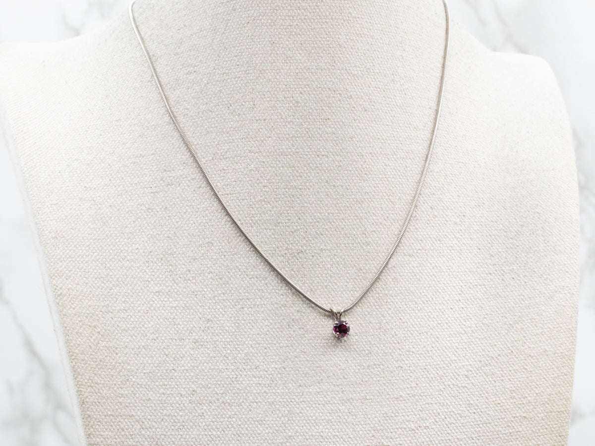 Rhodolite Garnet Solitaire Pendant