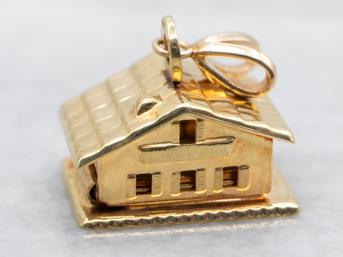 House Charm with Enamel Hearts Inside