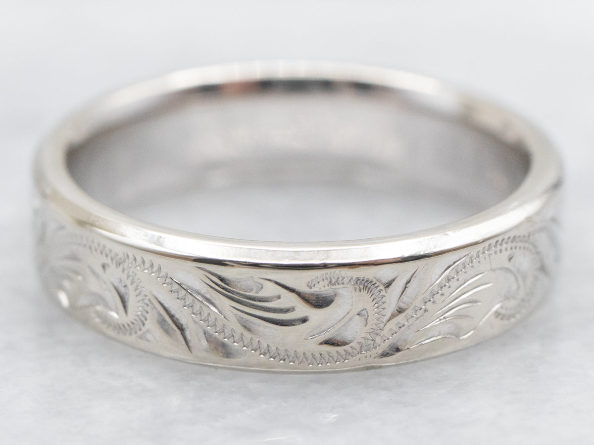 Engraved Scrolling Paisley Pattern Band