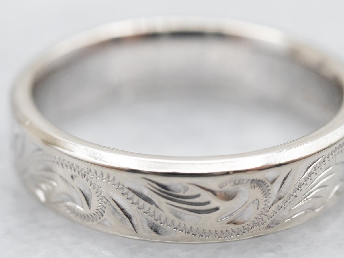 Engraved Scrolling Paisley Pattern Band