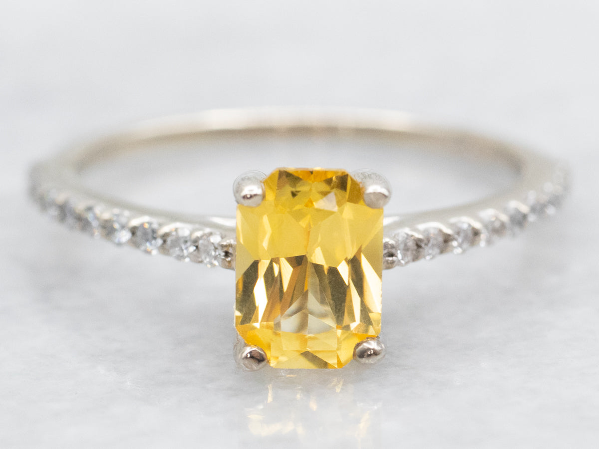 Modern Yellow Sapphire and Diamond Engagement Ring