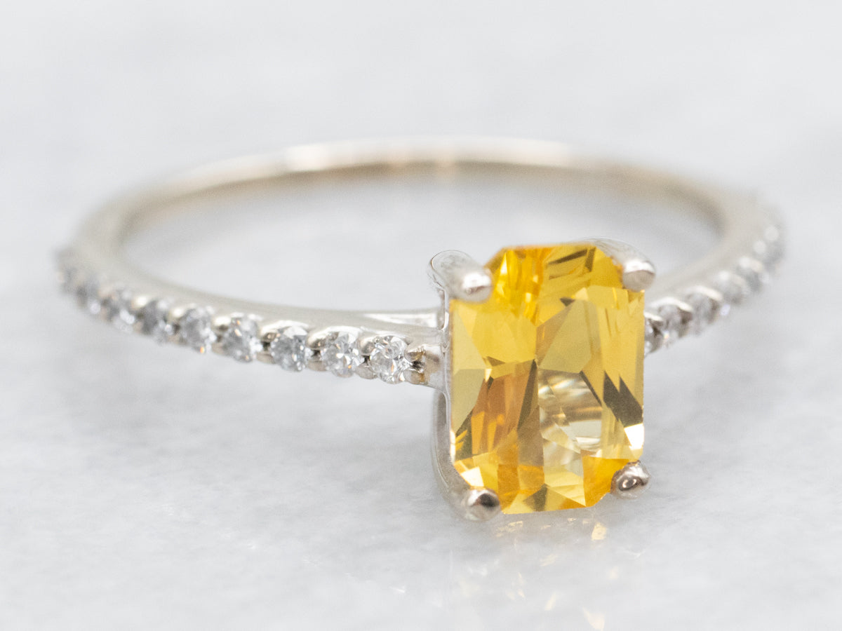 Modern Yellow Sapphire and Diamond Engagement Ring