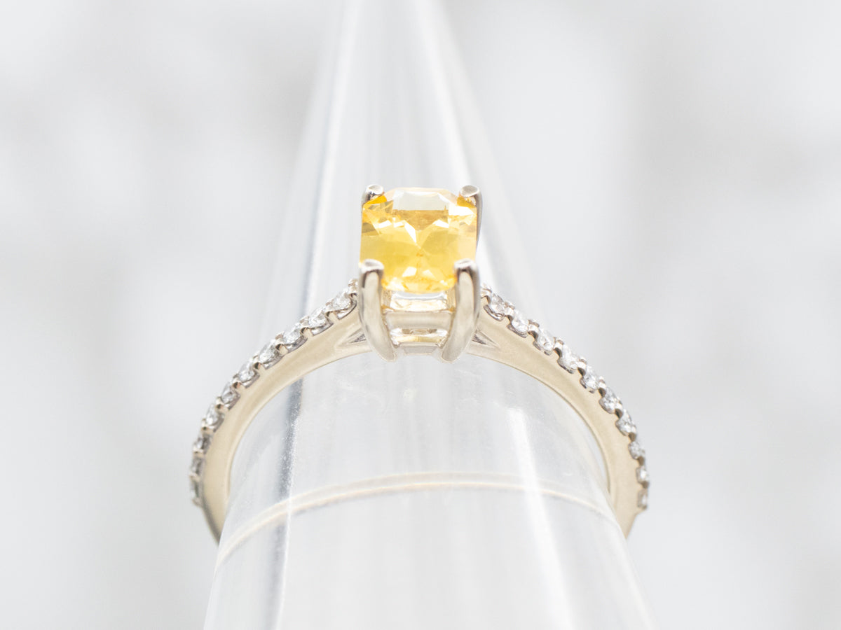 Modern Yellow Sapphire and Diamond Engagement Ring