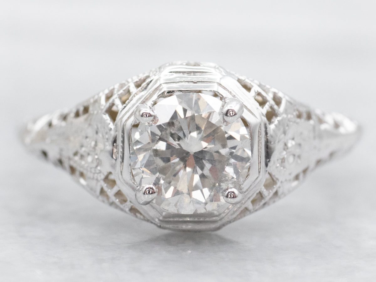 Art Deco Diamond Solitaire Engagement Ring