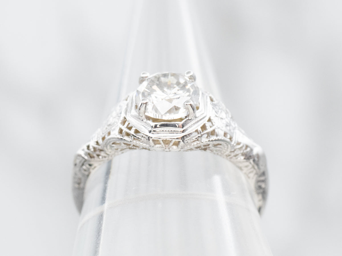 Art Deco Diamond Solitaire Engagement Ring