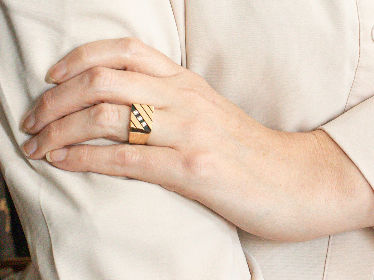 Bold Signet-Style Diamond Statement Ring