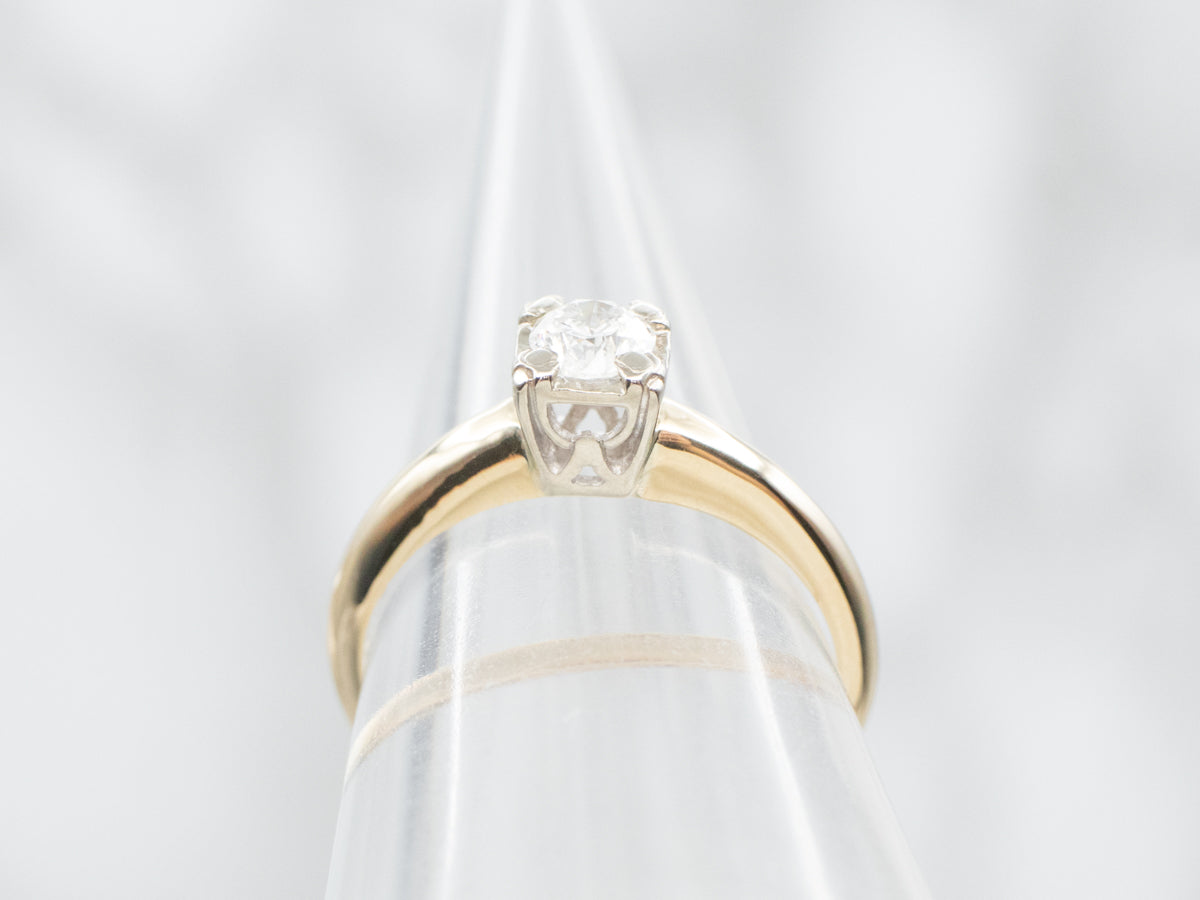 Classic Two Tone Diamond Solitaire Engagement Ring