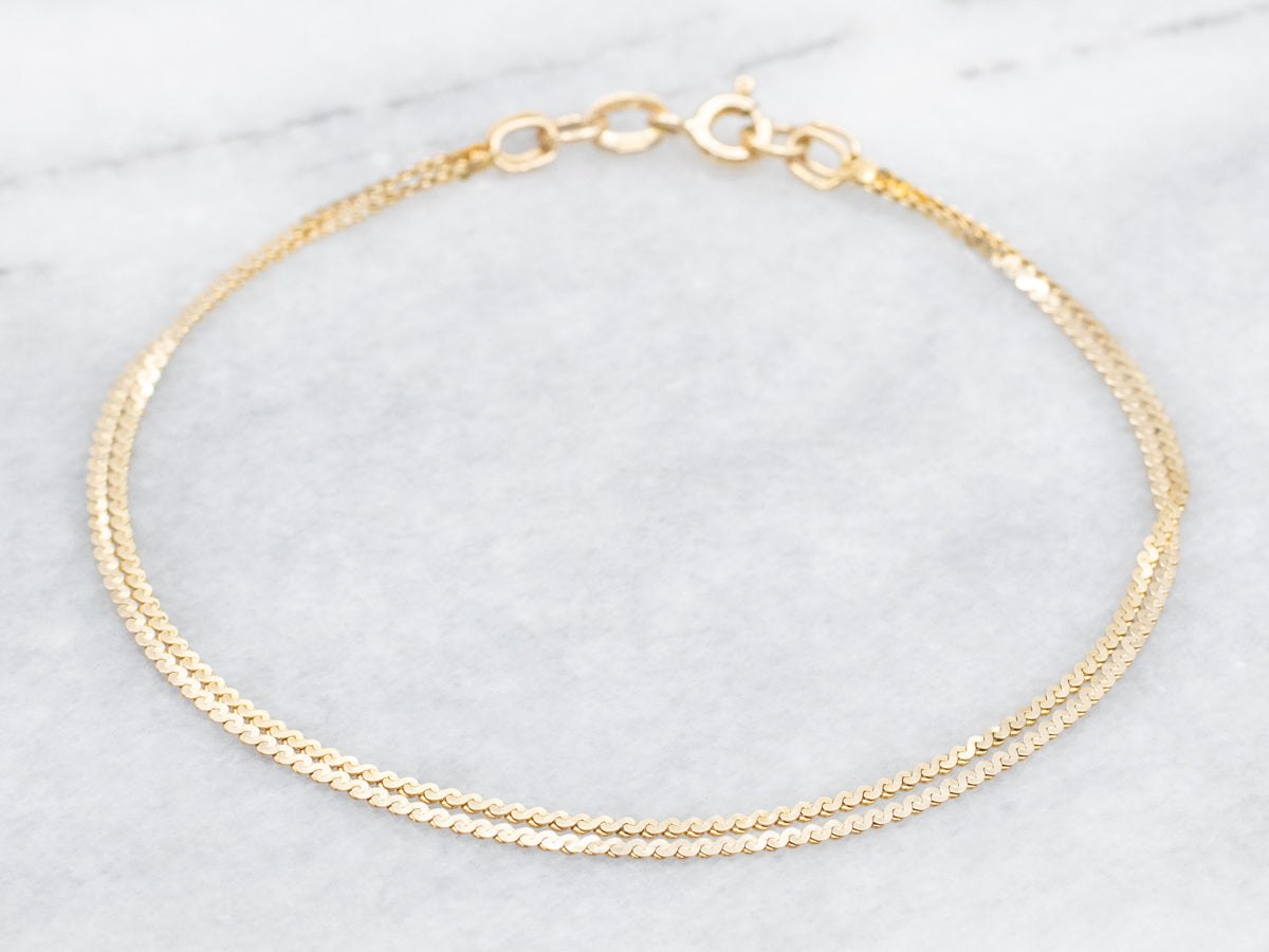 Italian Gold Double Strand Serpentine Bracelet