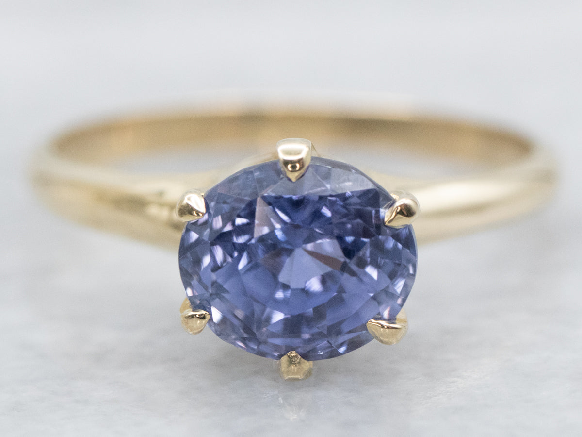 East to West Sapphire Solitaire Engagement Ring