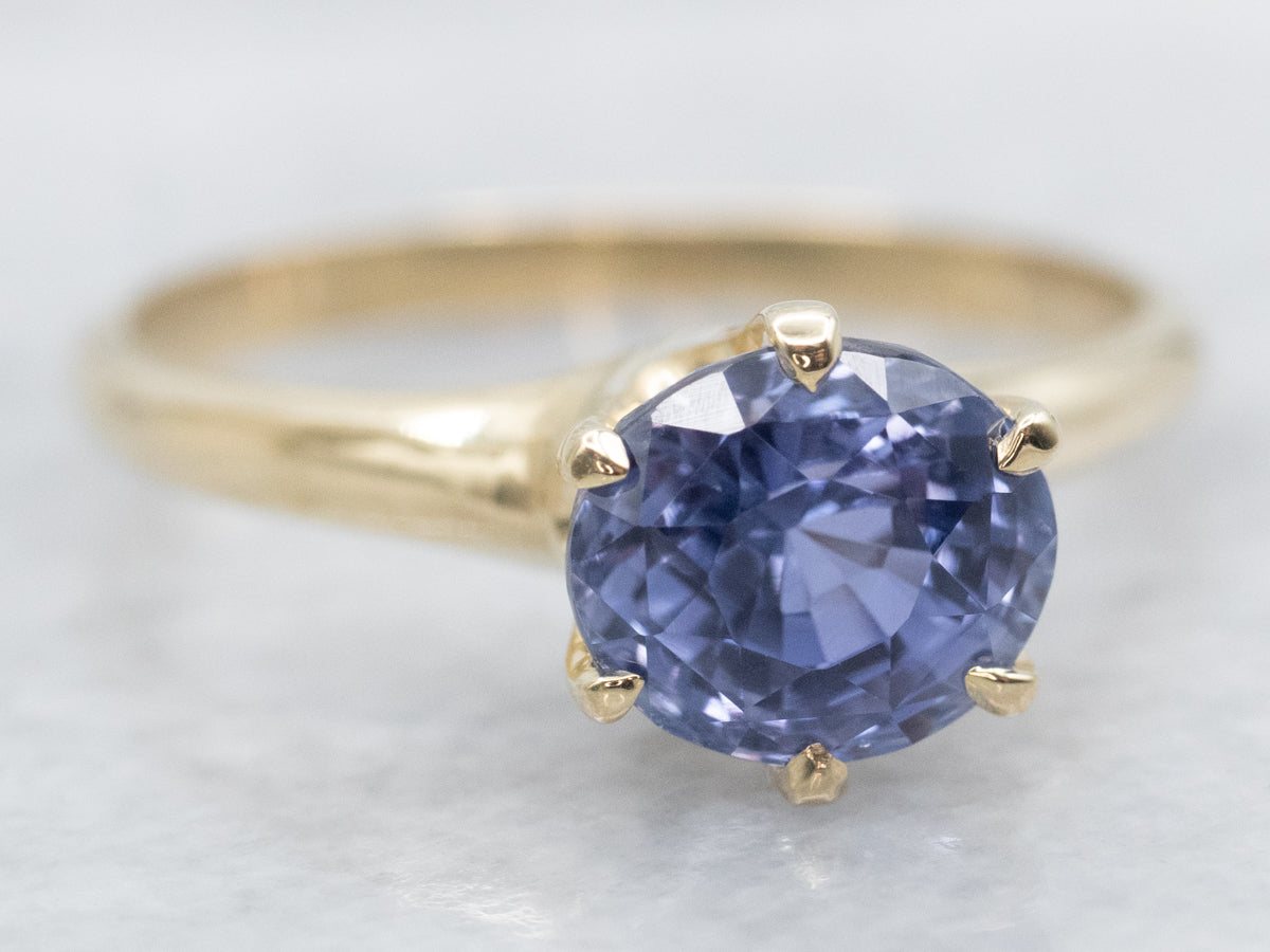 East to West Sapphire Solitaire Engagement Ring