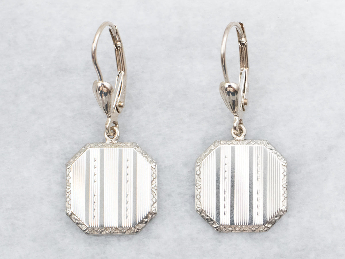 Art Deco Gold Cufflink Conversion Drop Earrings