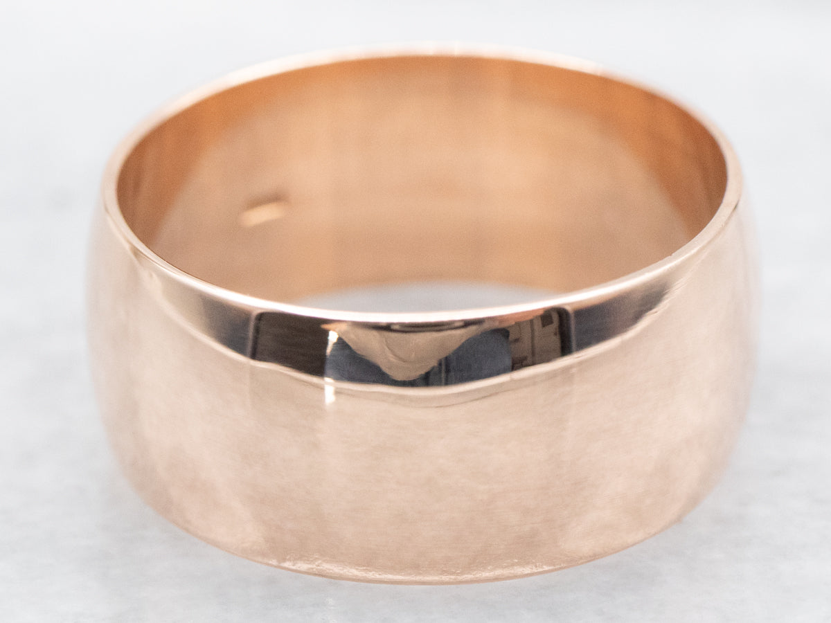 Wide Antique Rose Gold Wedding Band