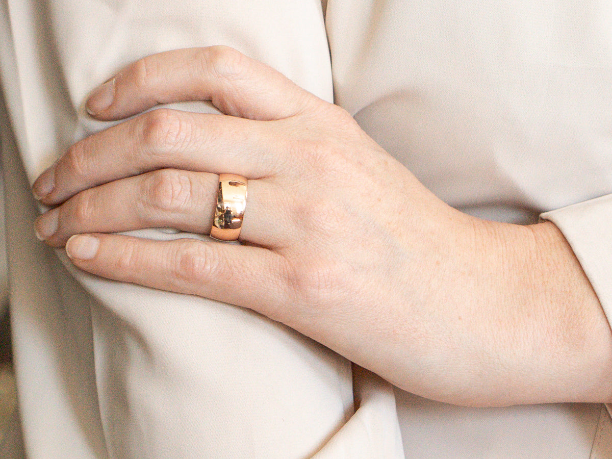 Wide Antique Rose Gold Wedding Band