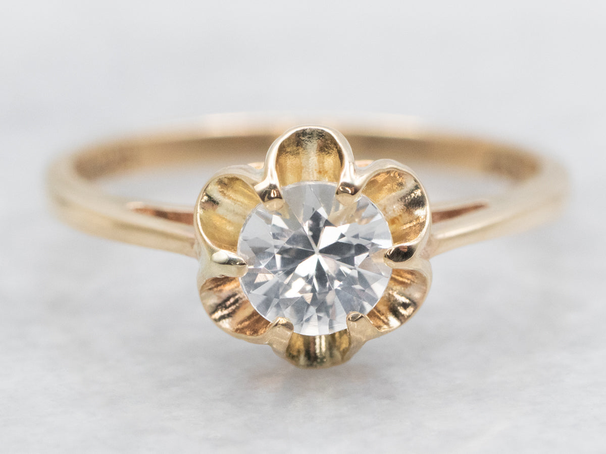 Buttercup Set White Sapphire Solitaire Ring