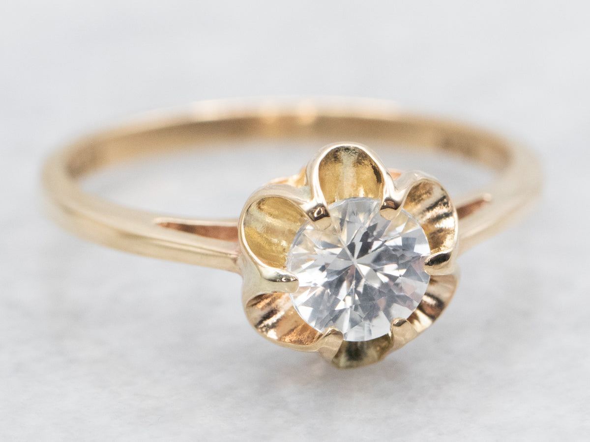 Buttercup Set White Sapphire Solitaire Ring