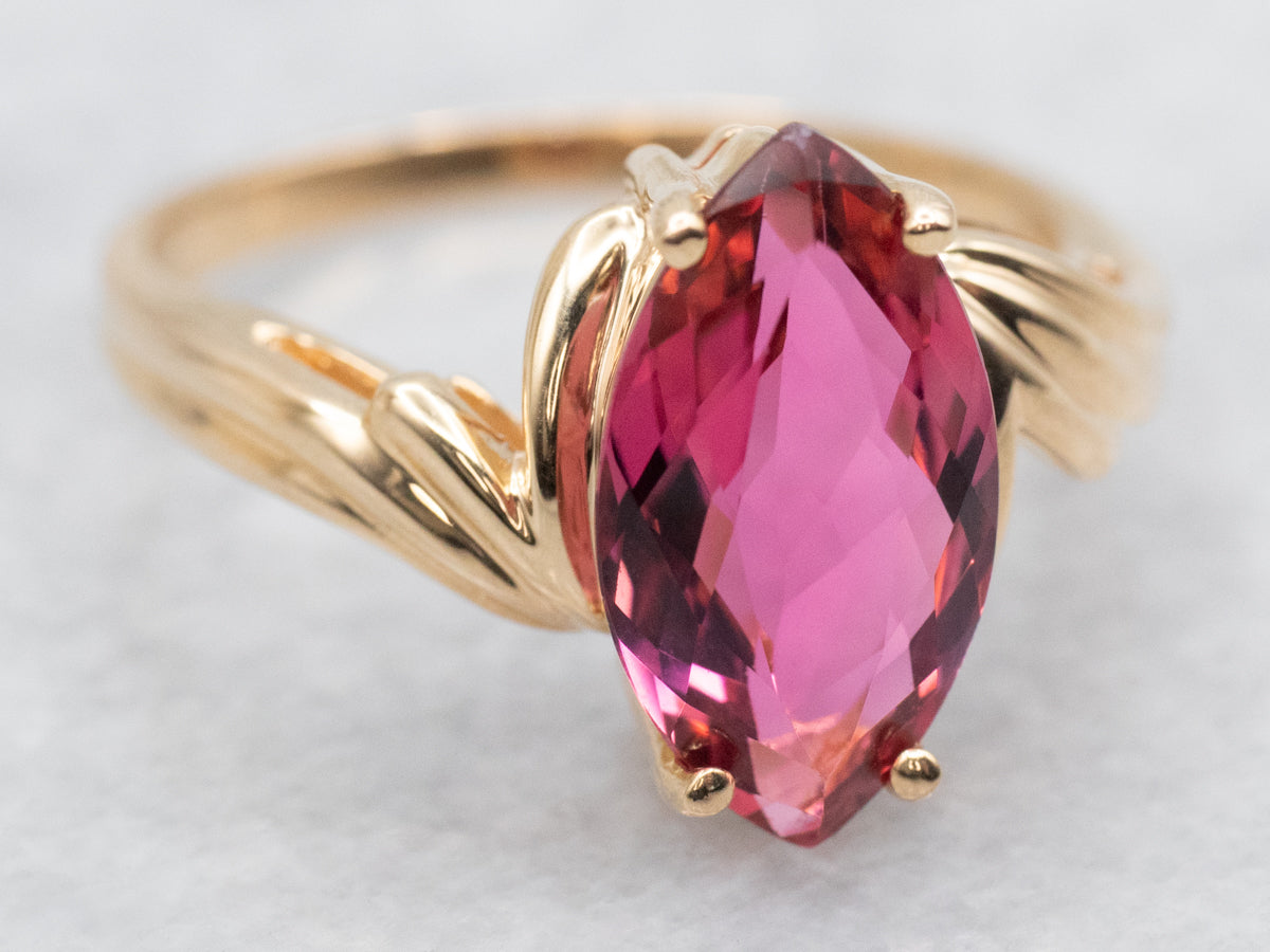 Marquise Cut Pink Tourmaline Bypass Ring