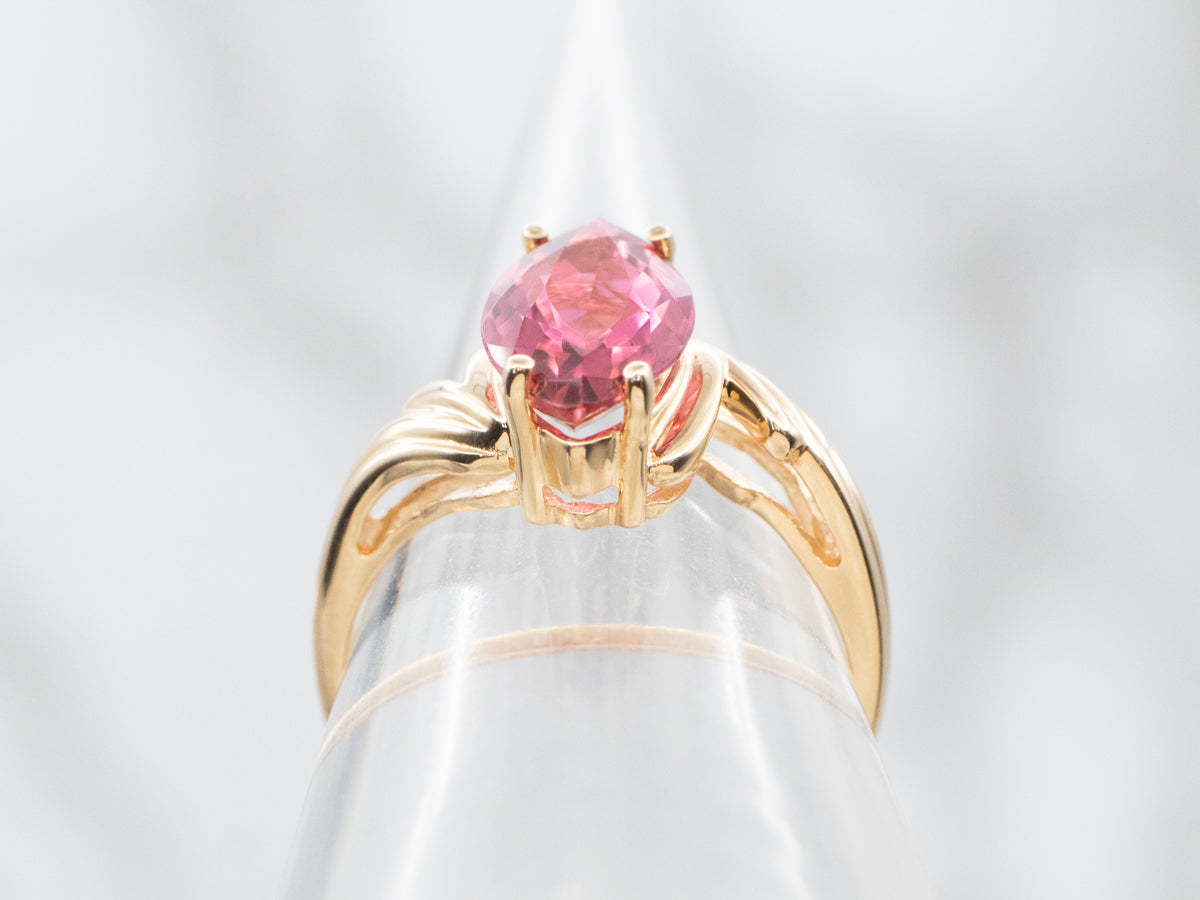 Marquise Cut Pink Tourmaline Bypass Ring