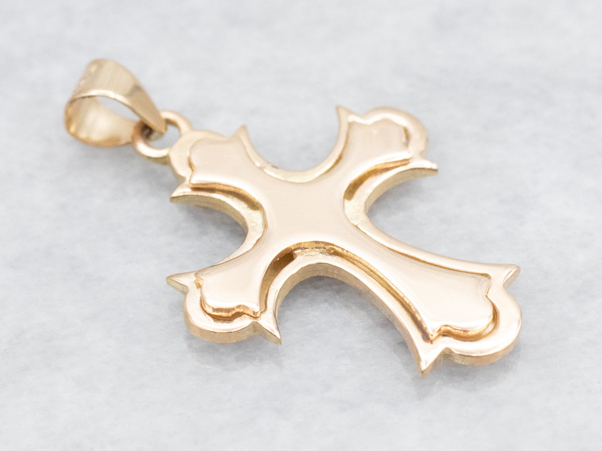 Yellow Gold Unisex Religious Cross Pendant