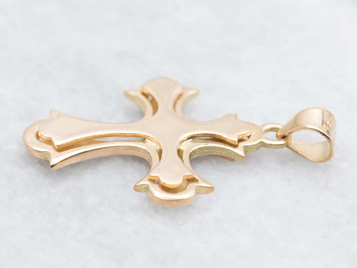 Yellow Gold Unisex Religious Cross Pendant