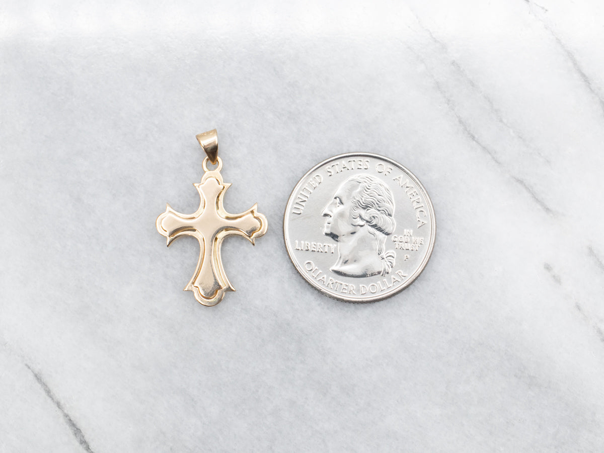 Yellow Gold Unisex Religious Cross Pendant