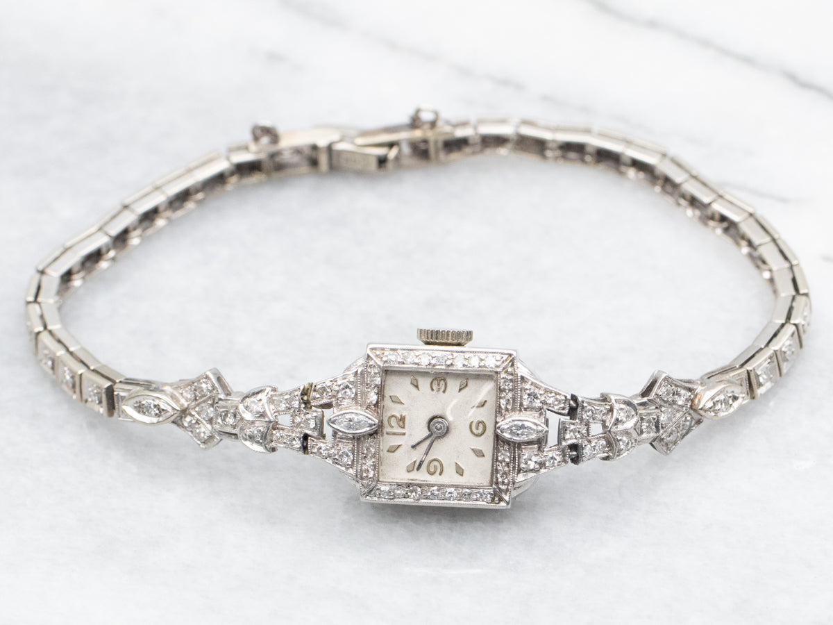 Vintage Lean & Jones Diamond and Platinum Ladies Watch