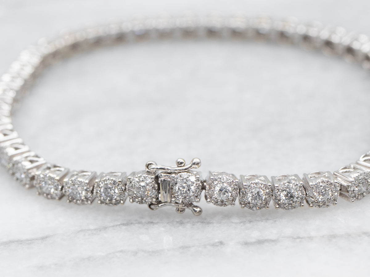 Diamond Cluster Link Tennis Bracelet