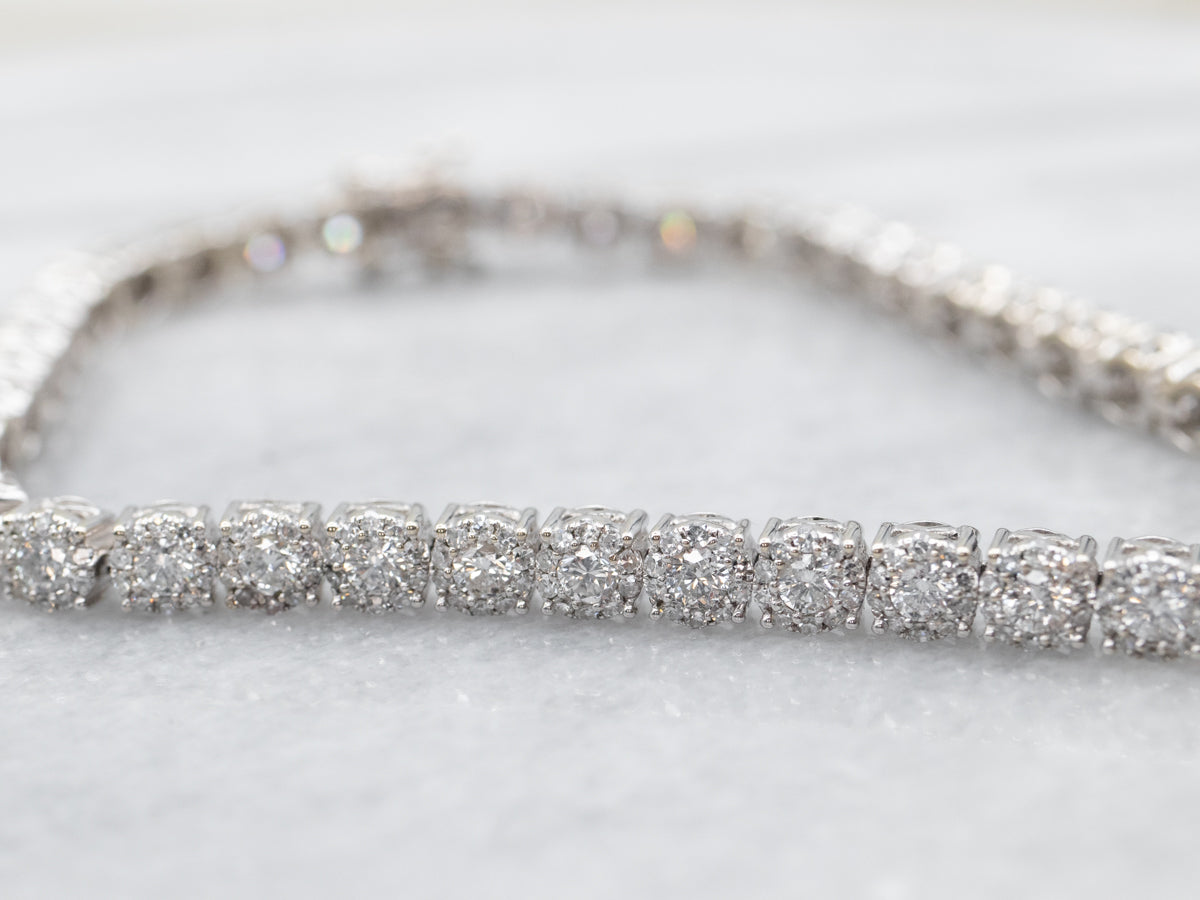 Diamond Cluster Link Tennis Bracelet