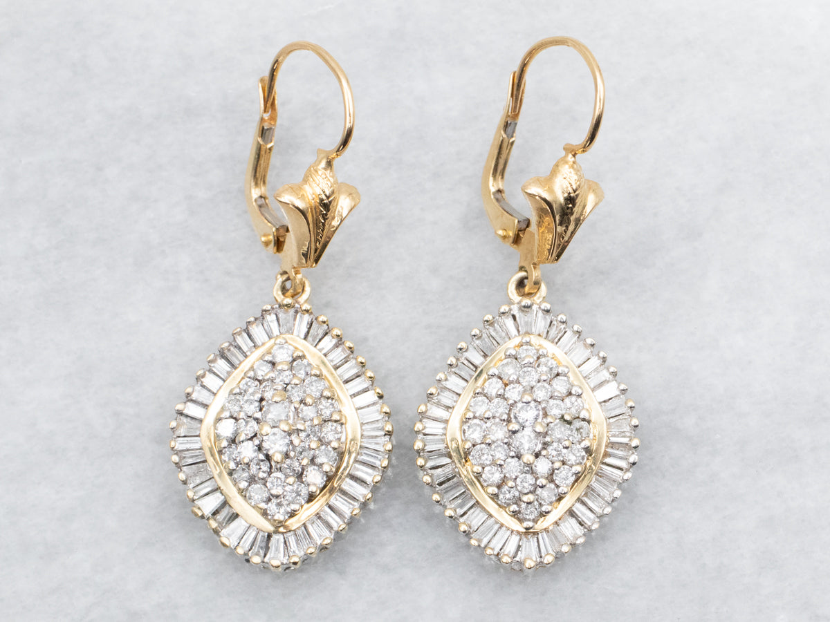 Pendientes colgantes con racimo de diamantes