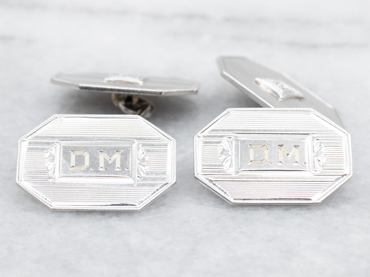 Art Deco "D.M" Monogrammed Diamond Cufflinks