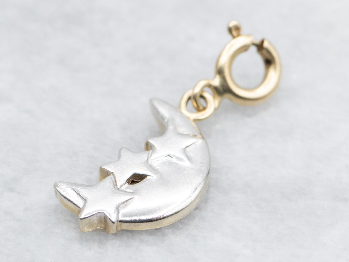 Crescent Moon and Star Duel Sided Pendant