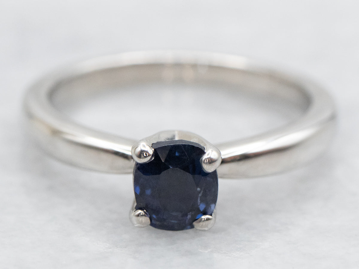 Platinum Sapphire Solitaire Engagement Ring