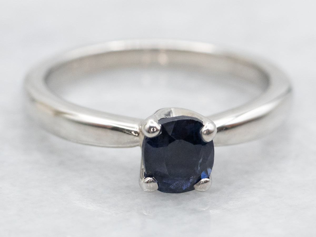 Platinum Sapphire Solitaire Engagement Ring