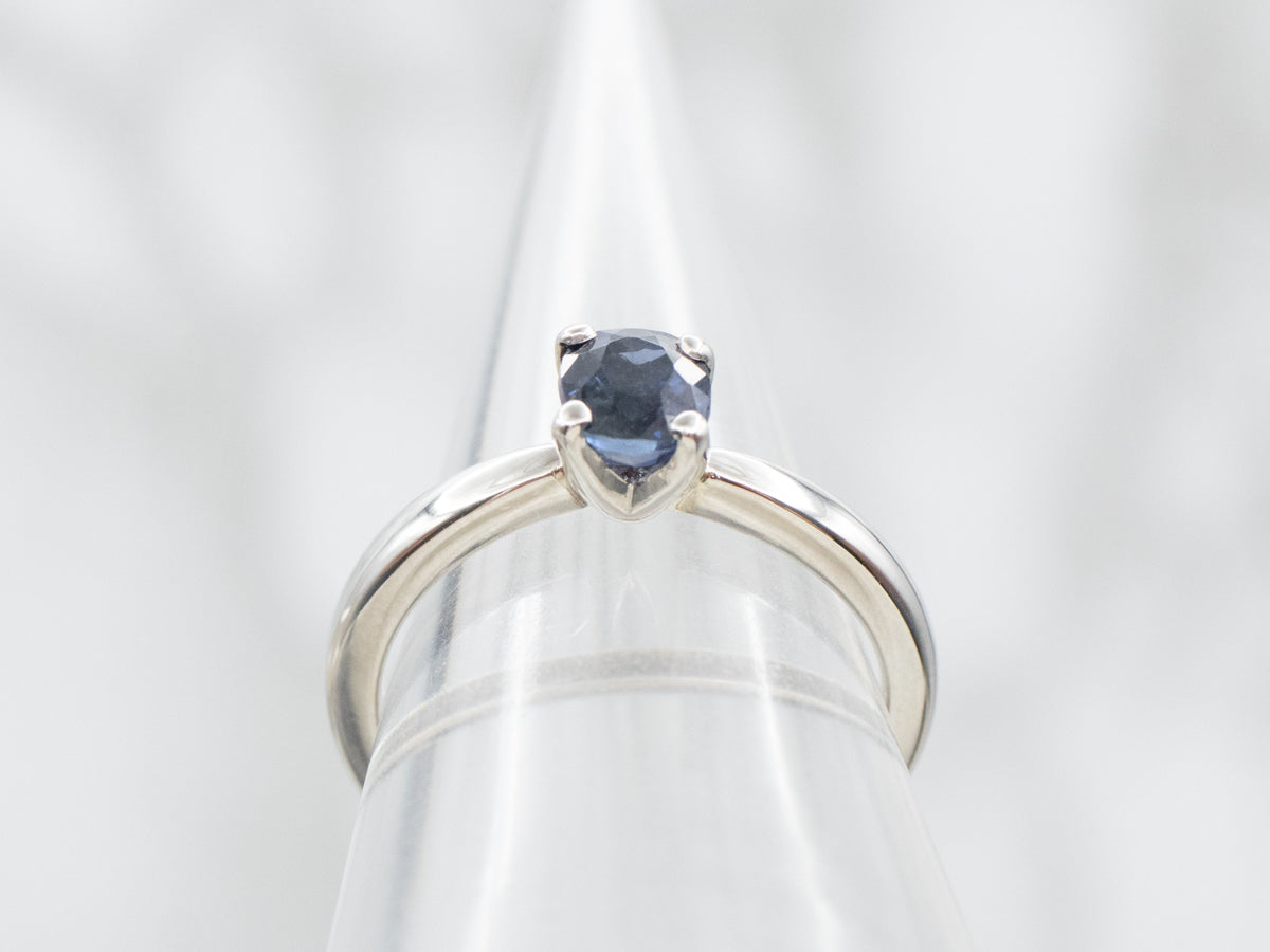 Platinum Sapphire Solitaire Engagement Ring