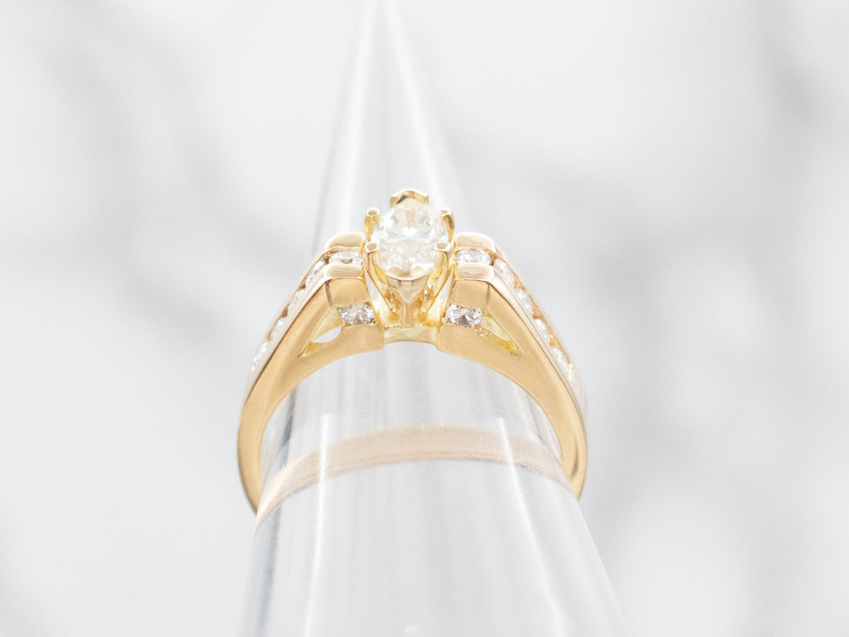 Marquise Cut Modern Diamond Engagement Ring