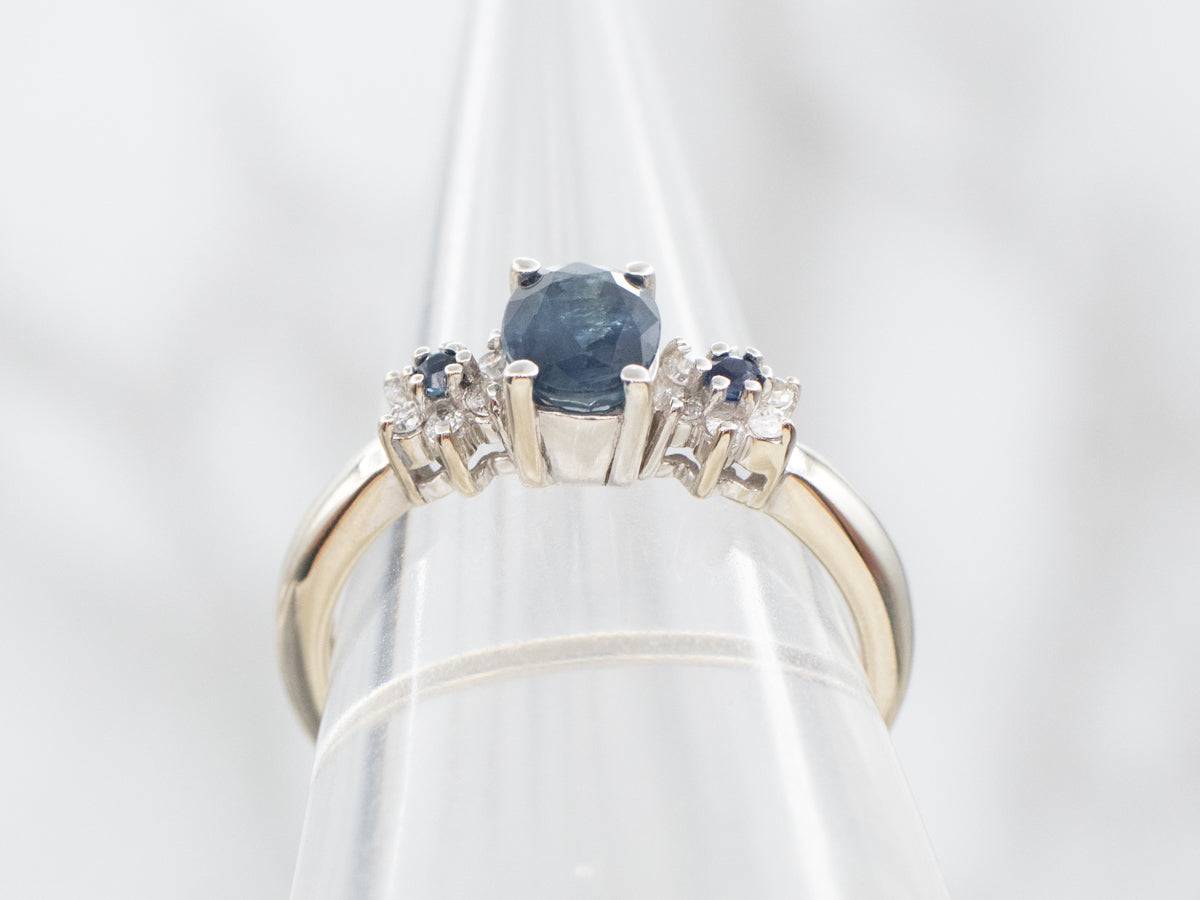 Sapphire and Diamond Modern Floral Engagement Ring