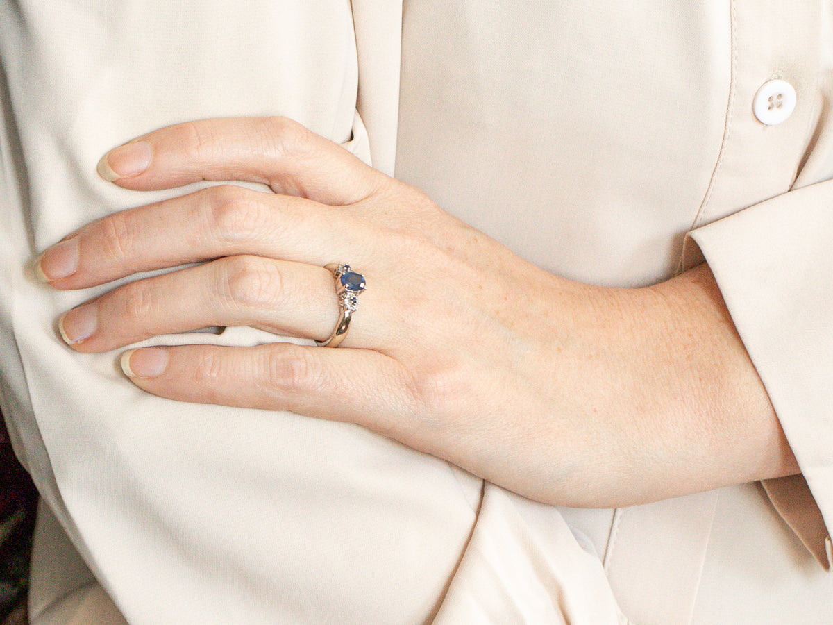 Sapphire and Diamond Modern Floral Engagement Ring