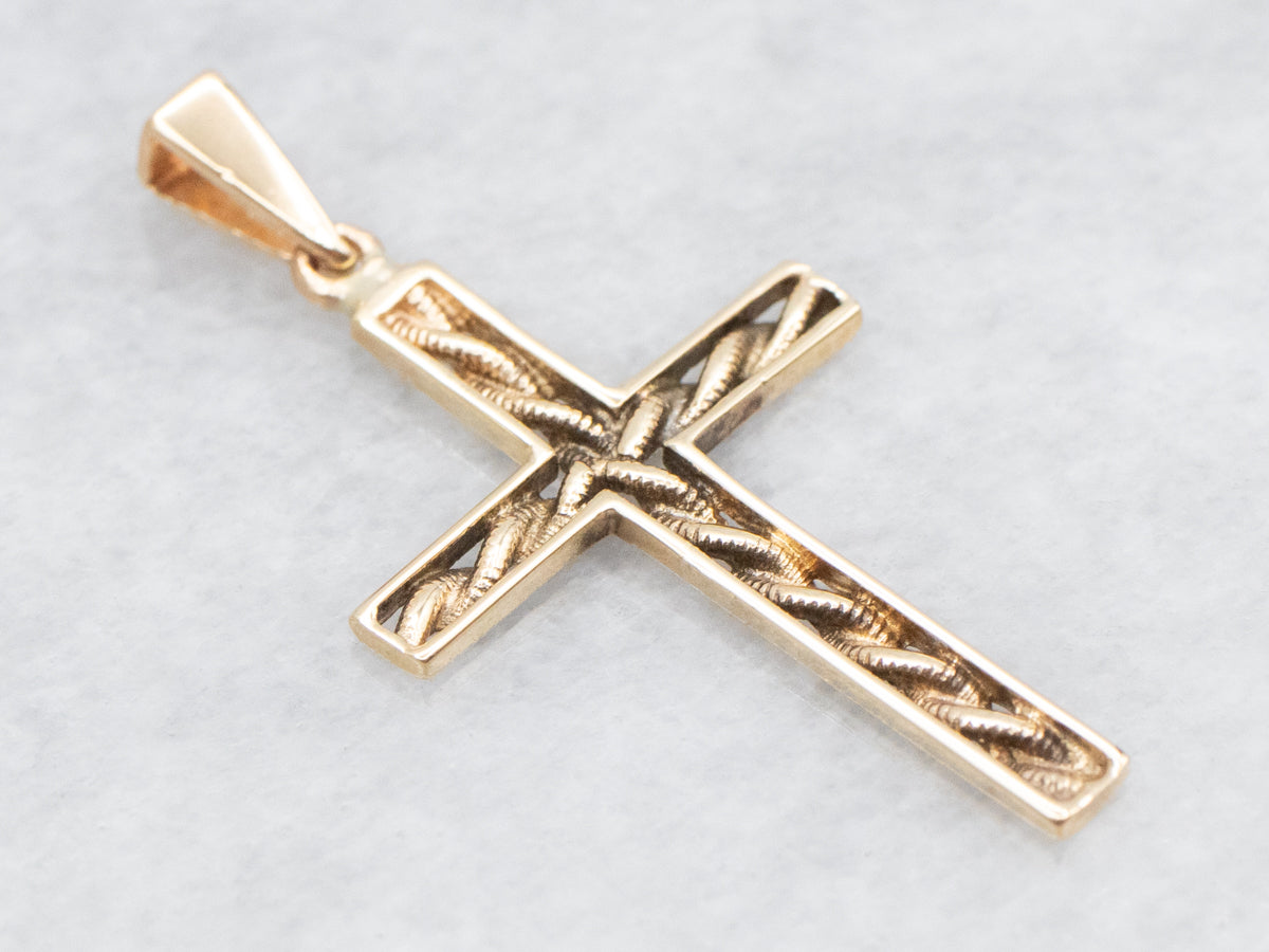 Twisted Openwork Cross Pendant