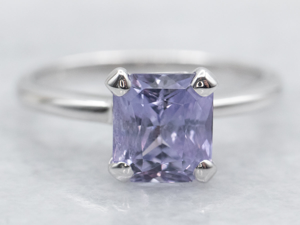 Platinum Purple Sapphire Solitaire Engagement Ring