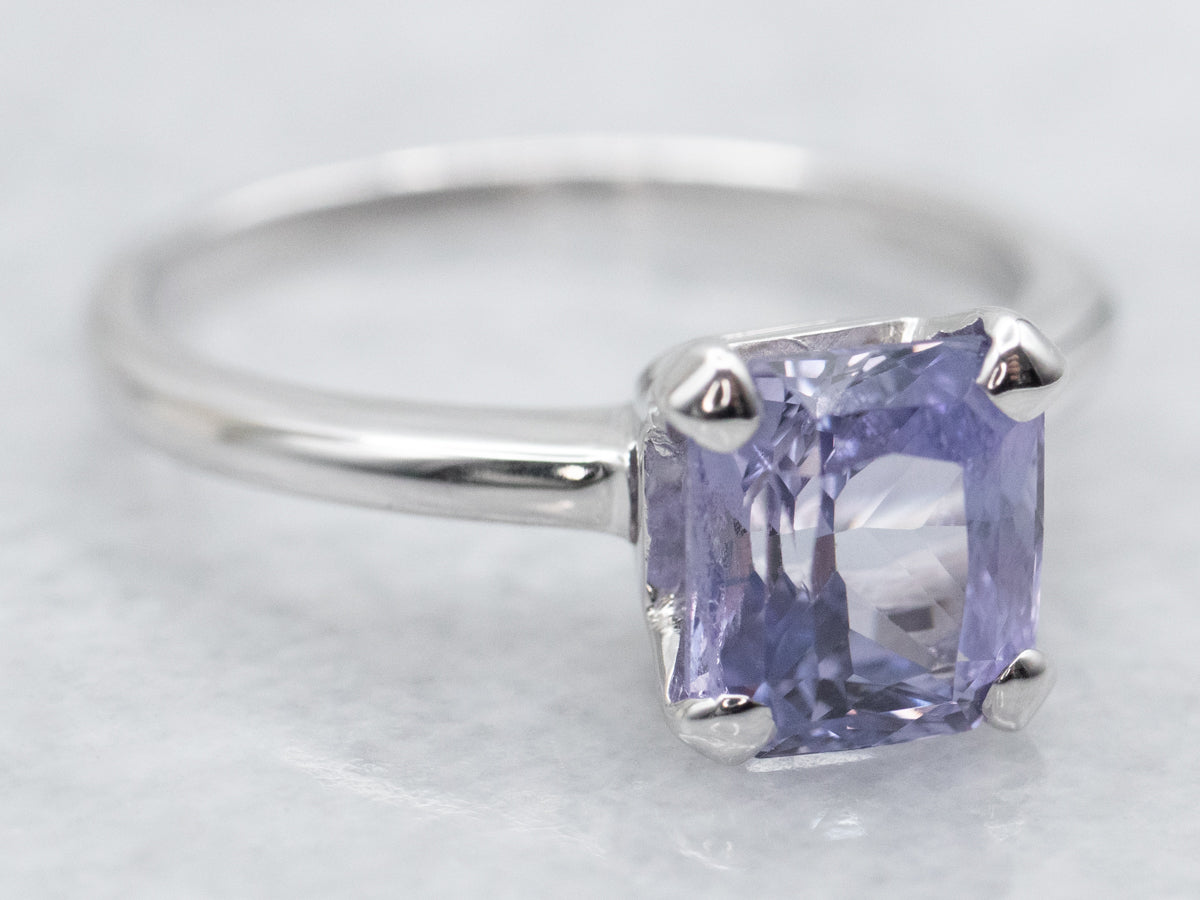 Platinum Purple Sapphire Solitaire Engagement Ring