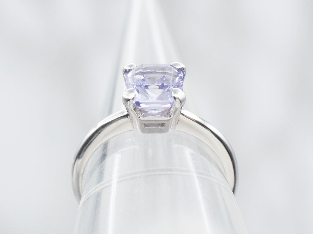 Platinum Purple Sapphire Solitaire Engagement Ring