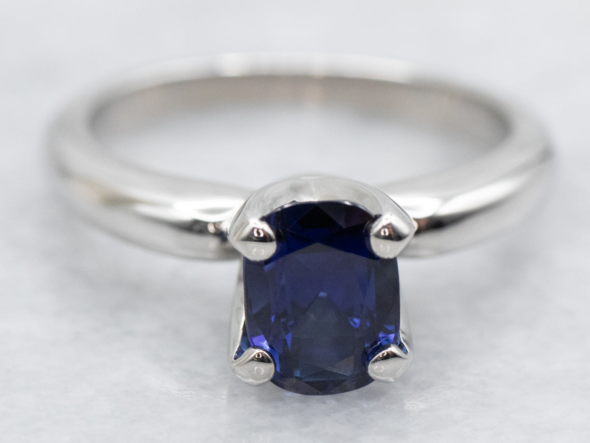 Platinum Sapphire Solitaire Engagement Ring