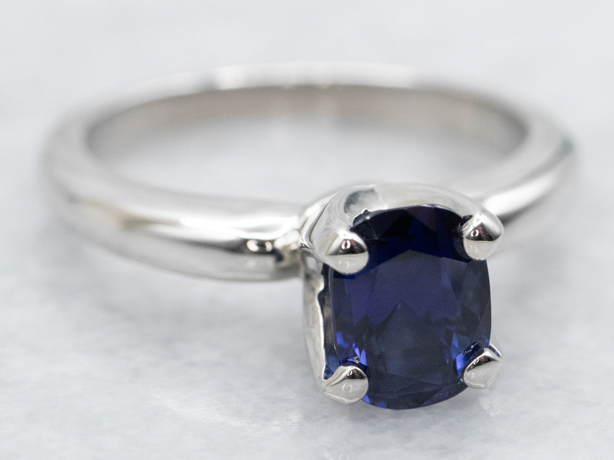 Platinum Sapphire Solitaire Engagement Ring