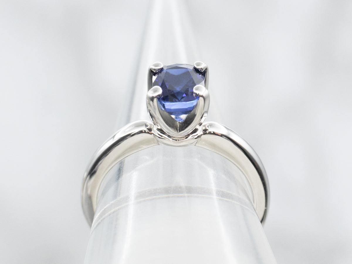 Platinum Sapphire Solitaire Engagement Ring