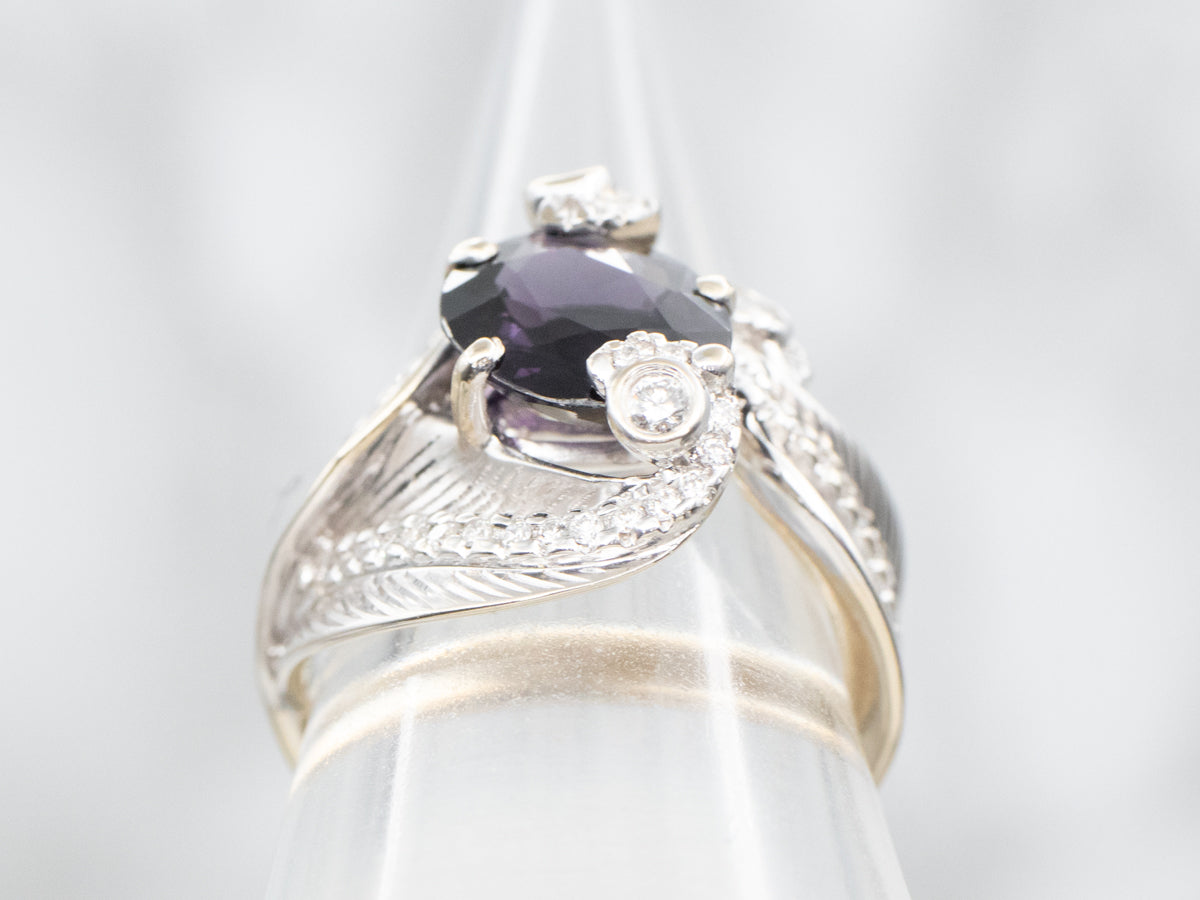 Feathered Spinel and Diamond Cocktail Ring