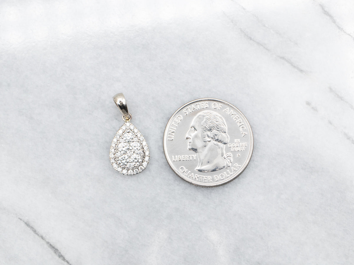 Teardrop Shaped Diamond Cluster and Halo Pendant