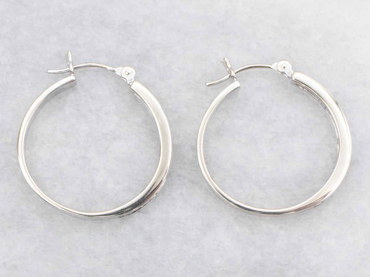 Channel Set Diamond Hoop Earrings