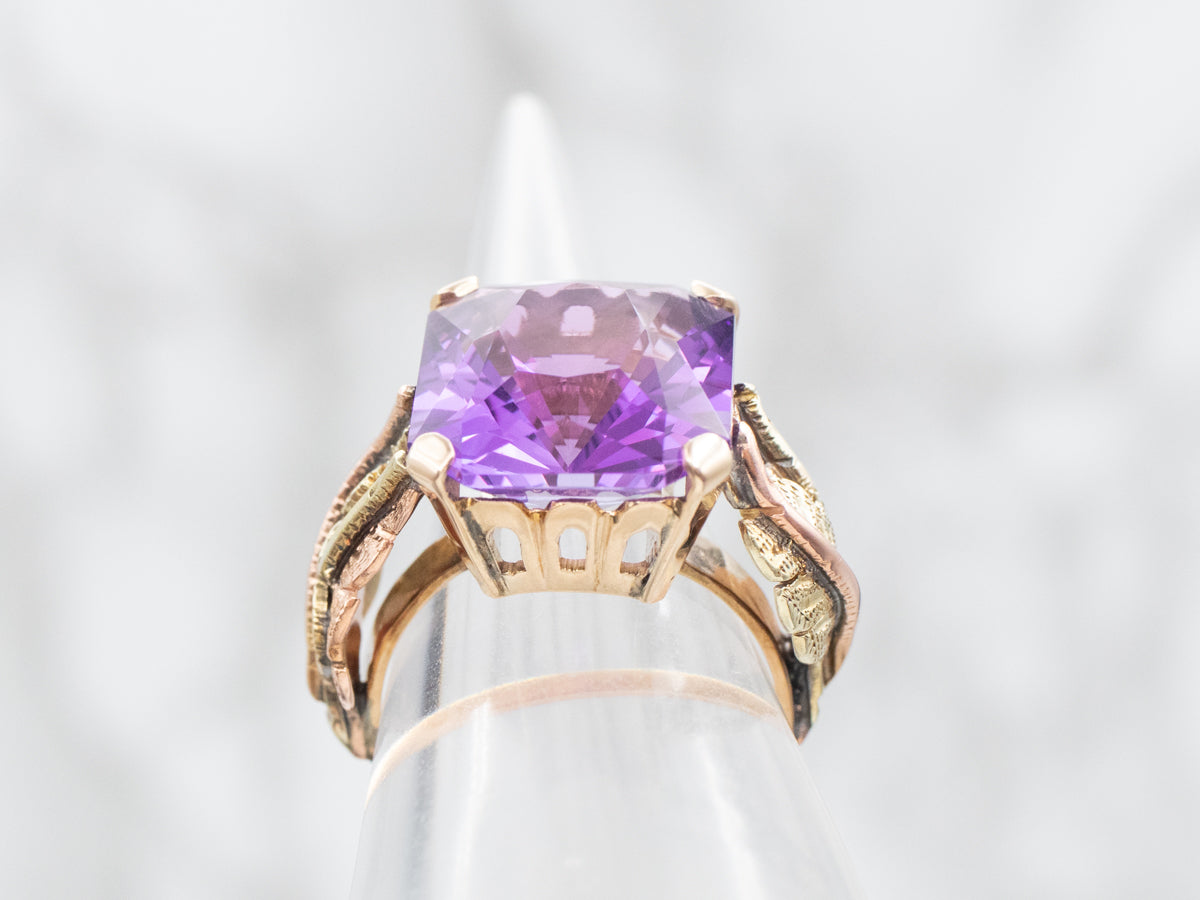 Botanical Amethyst Solitaire Cocktail Ring