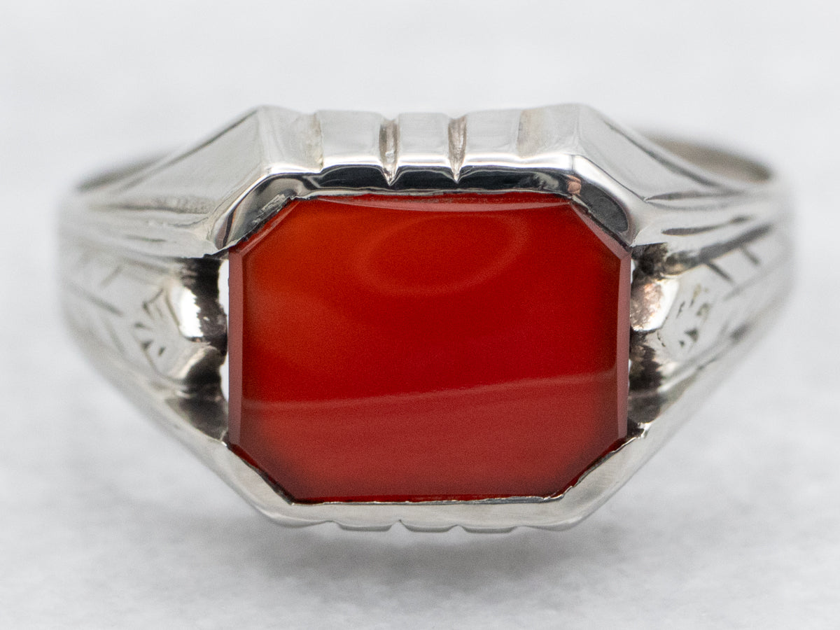 East to West Carnelian Solitaire Ring