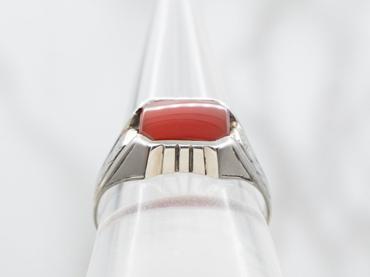 East to West Carnelian Solitaire Ring